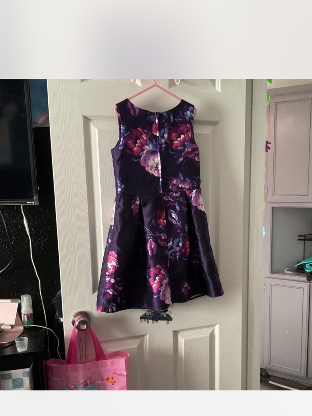 The Children's Place Dark Purple Floral Fit-and-Flare Dress - Picture 3 of 3